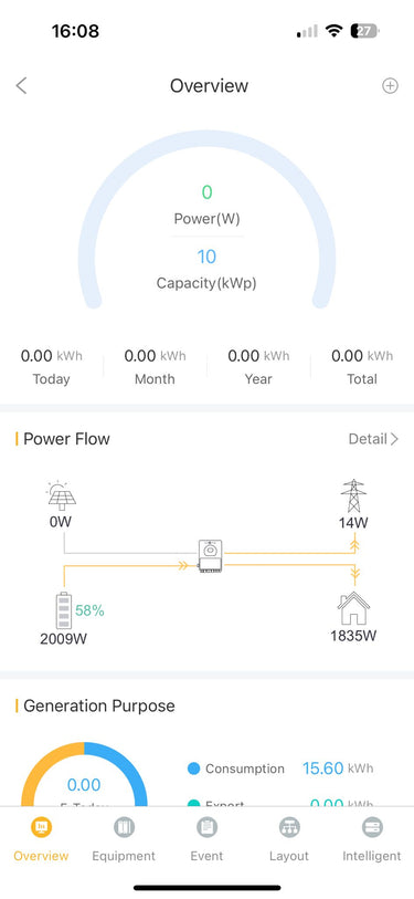 app showing capacity of battery